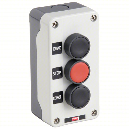 DAYTON Push Button Control Station Momentary, 2NO/1NC, Forward/Stop/Reverse 3 Operators, 4/4X 32W272