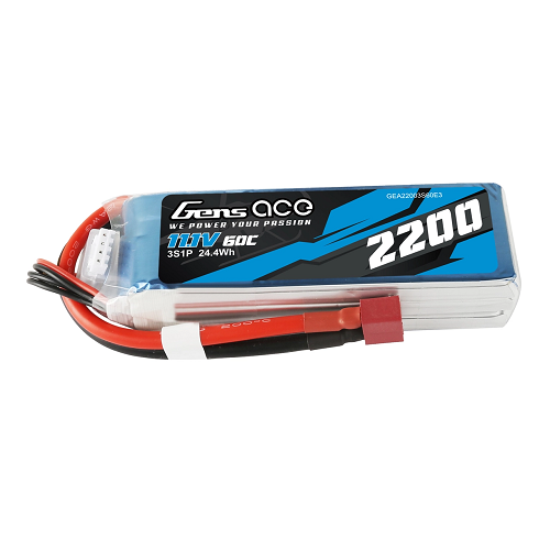 Gens Ace 2200mAh 3S1P 11.1V 60C Lipo Battery Pack With EC3 Plug