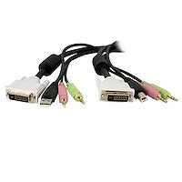10ft 4" 1 USB Dual Link DVI-D KVM Switch Cable w/ Audio & Microphone