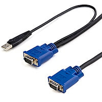 15 ft 2" 1 Ultra Thin USB Keyboard and Mouse KVM Cable