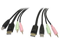 6ft 4" 1 USB DisplayPort KVM Switch Cable w/ Audio & Microphone