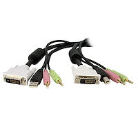 15ft 4" 1 USB Dual Link DVI-D KVM Switch Cable w/ Audio & Microphone