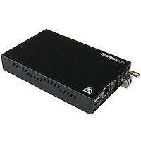 Gigabit Ethernet Copper-to-Fiber Media Converter up to 10 km (6.2 mi) using single-mode LC fiber cable