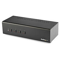 4 Port Dual Monitor DVI KVM Switch Dual Screen Display Compact USB KVM Switch with Integrated USB 3.0 Hub & Audio