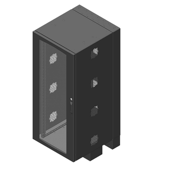 CUBE-iT Wall-Mounted Floor Supported Cabinet Square-Punched Rails Tempered Glass Door Black CPI 13496-760