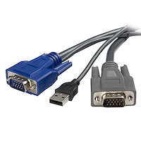 6 ft Ultra-Thin USB Using a Single Thin VGA 2" 1 KVM Cable Mini-Coax Wire