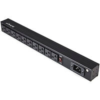1U Horizontal 19" Rackmount PDU 10 Outlet Rack Mount Power Strip 125V/16 Amp Black