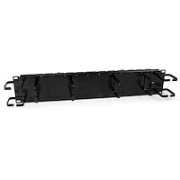 2U Double-Sided Horizontal / Vertical Cable Management Panel with Finger Duct & D-Ring Hooks Black