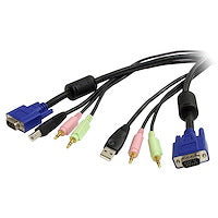 4" 1 USB VGA KVM Switch Cable with Audio and Microphone all in One Cable (6FT)