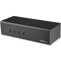 4 Port Dual Monitor Dual Link DVI KVM Switch 1440p Dual Screen/View/Display Compact USB KVM Switch w/Integrated USB 3.0 Hub