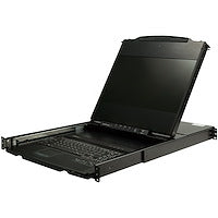 Dual Rail Rackmount KVM Console Single Port DVI/VGA KVM w/17