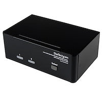 2 Port DVI VGA Dual Monitor KVM Switch USB with Audio & USB 2.0 Hub