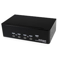 4 Port Dual DVI USB KVM Switch with Audio & USB 2.0 Hub Between 4 Multimedia Computers