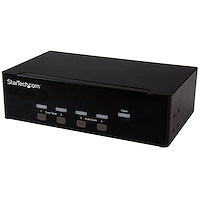 4-port KVM Switch with Dual VGA USB-Equipped PCs With a Two Monitor Console and Audio Peripheral Set