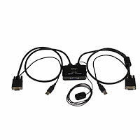 2 Port USB VGA Cable KVM Switch USB Powered with Remote Switch