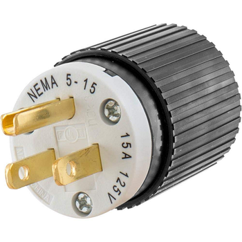 Hubbell 5266C NEMA 5-15P 2-Pole 3 Wire 15 Amp Straight Blade Plug 125V