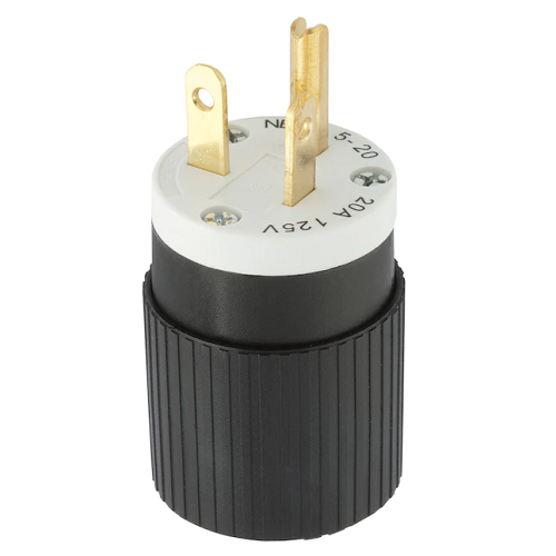 Hubbell 5366C NEMA 5-20P 2-Pole 3 Wire 20 Amp Straight Blade Plug 125V B/W