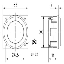 4 Ohm 1.3" Full Range Speaker 150–20000 Hz 2 W BF 32 S 2249