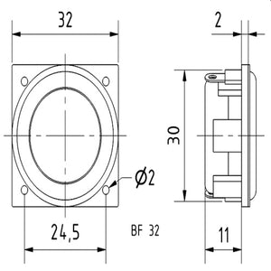 8 Ohm 1.3" Full Range Speaker 150–20000 Hz 2 W BF 32 S 2247