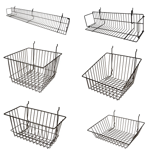 Gridwall Baskets in Three Epoxy-Finish Colors For All Purpose