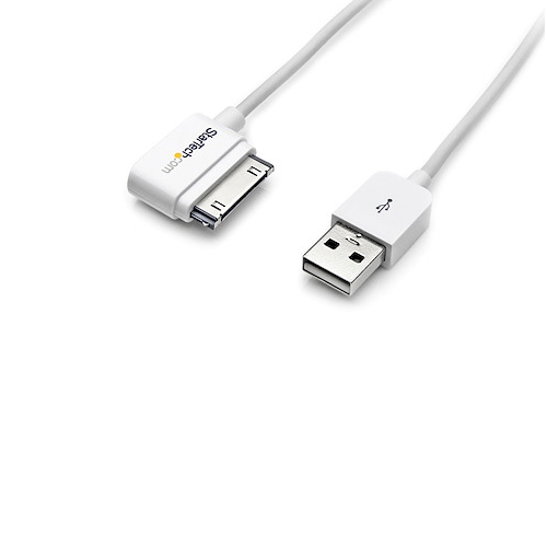 6' Left Angle Apple 30-pin Dock Connector to USB W/ Stepped Connector