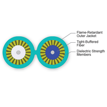 Zipcord Tight-Buffered Cable Plenum 2 F 2.0 mm diameter 50 µm multimode (OM4) CORNING-C 002T58-31390-24