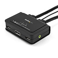 2 Port USB DisplayPort Cable KVM Switch w/ Audio and Remote Switch USB Powered
