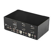 2 Port Dual DisplayPort USB KVM Switch with Audio & USB 2.0 Hub