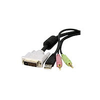 6ft KVM Cable for DVI and USB KVM Switches with Audio & Microphone