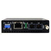 Gigabit Ethernet connection up to 550 m / 1804 ft over Multi Mode SC fiber and Media Converter