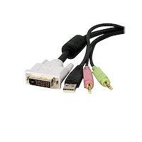 15ft 4" 1 USB Dual Link DVI-D KVM Switch Cable w/ Audio & Microphone