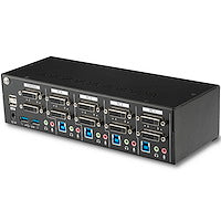 4 Port Dual Monitor Dual Link DVI KVM Switch 1440p Dual Screen/View/Display Compact USB KVM Switch w/Integrated USB 3.0 Hub