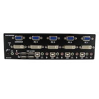 4 Port DVI VGA Dual Monitor KVM Switch USB with Audio & USB 2.0 Hub