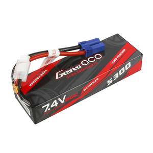 Gens Ace 5300mAh 2S1P 7.4V 60C HardCase Lipo Battery Pack 24# With EC5 Plug For RC Car