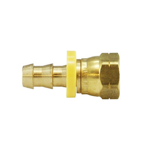3/8" Push On Hose Barb X 3/8" 45 Degree SAE Flare Swivel Brass Fittings 30252