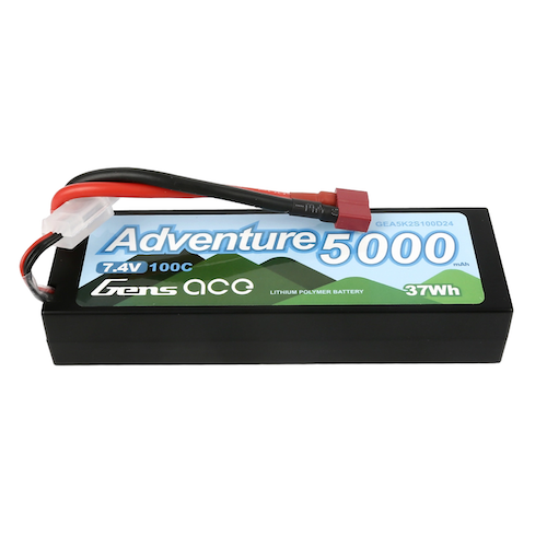Gens Ace Adventure 5000mAh 2S1P 7.4V 100C HardCase Lipo Battery Pack With Deans Plug