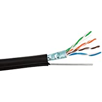 1000' Cat5E 350MHZ Outdoor 24/4pr Aerial W/Messenger Black Wood Reel 5EOUTA244RB