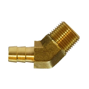 3/8" Hose Barb X 3/8" Male NPTF Hose Barb X MIP 45 Degree Elbow Brass Fittings 32113