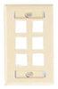 Faceplate, Multimedia; 1 Gang; 6 Ports; KMJ OPTICAL FPSK0601