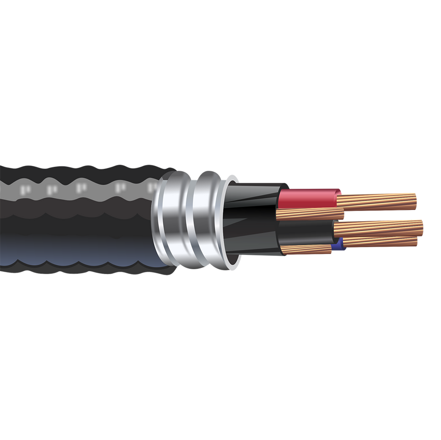 2/3 Teck 90 Bare Copper Aluminum Interlocked Armored Cable With Ground 1KV