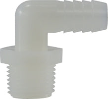 1/4 X 1/4 Hose Barb X MIP White Nylon Elbow 33039W