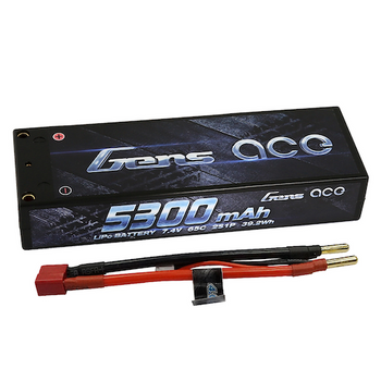 Gens Ace 5300mAh 2S1P 7.4V 65C HardCase Lipo Battery Pack With 4.0mm Bullet To Deans Plug