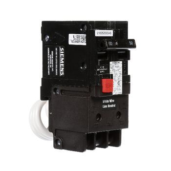 Siemens QE250 2 Pole 50 Amp 120/240 VAC 10 kA GFEP 30mA Plug In Circuit Breaker