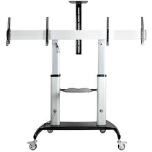 Height Adjustable TV Mount Mobile Display Cart w Equipment Shelves Rolling TV Cart on Wheels