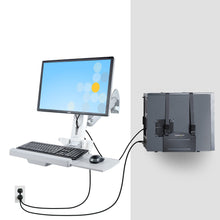 Wall Mount Workstation Full Motion Sit Stand Desk w/ Height Adjustable VESA Monitor Arm & Keyboard Tray Single 27"/32" Display