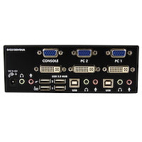 2 Port DVI VGA Dual Monitor KVM Switch USB with Audio & USB 2.0 Hub
