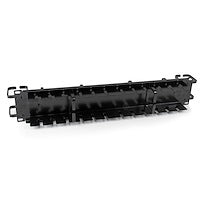 2U Double-Sided Horizontal / Vertical Cable Management Panel with Finger Duct & D-Ring Hooks Black