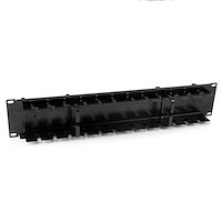 2U Double-Sided Horizontal Cable Management Panel with Finger Duct & D-Ring Hooks