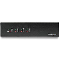 4 Port Dual Monitor Dual Link DVI KVM Switch 1440p Dual Screen/View/Display Compact USB KVM Switch w/Integrated USB 3.0 Hub