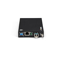 Gigabit Ethernet Copper-to-Fiber Media Converter up to 20 km (12.4 mi) using single-mode LC fiber cable
